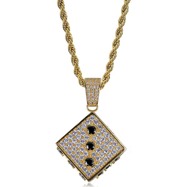 Black and white double color dice zircon pendant - Image 4