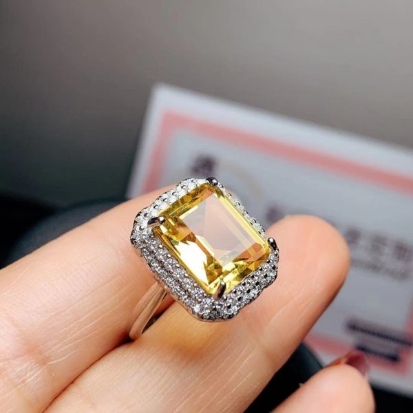 Citrine Rose Gold Ring 925 Silver Ring Holder Open Mouth Design Women's Ring - Image 3