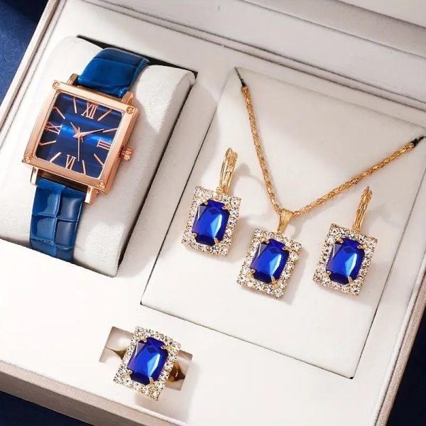 Women's Fashion All-match Diamond Belt Quartz Watch 4-piece Set - Image 10