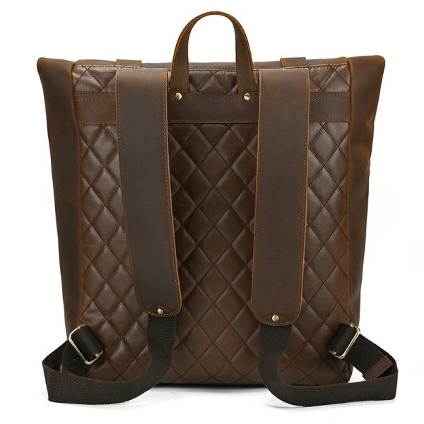 Retro Genuine Leather Backpack Men's Large-capacity Student First Layer Cowhide Travel - Image 6