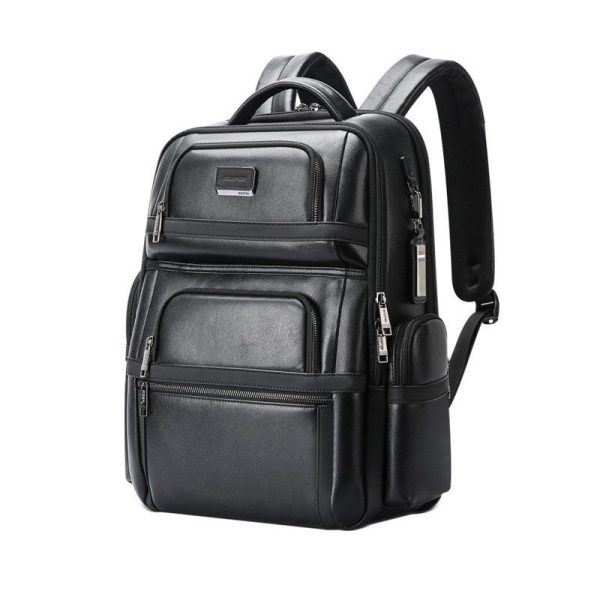 Genuine Leather Men's Commuter Backpack First Layer Cowhide - Image 4