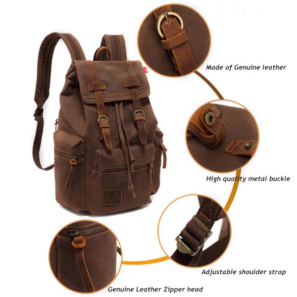 Men's And Women's Canvas Backpack 15.6 Inches Large Capacity - Image 4