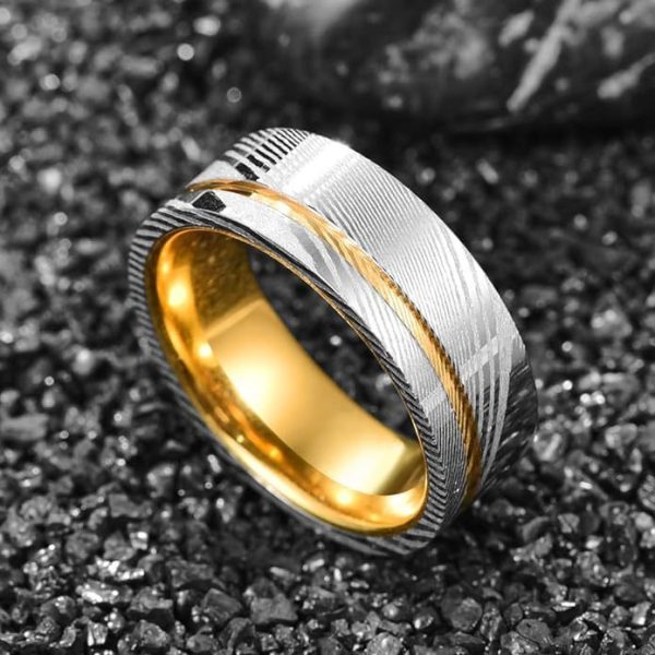 Men's Fashion Damascus Steel Ring - Image 8