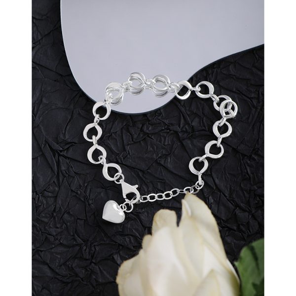 INS Niche Silver Buckle Sterling Silver S925 Heart Bracelet - Image 3