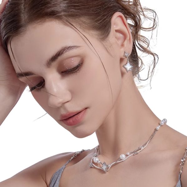 XINGX Series Light Luxury Woven Asterism Necklace High Sense Short Pearl Necklace - Image 5