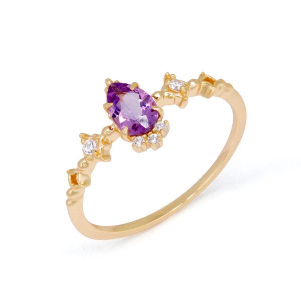 S925 Gold Plated Moonstone Thin Ring Women's Ring - Image 5