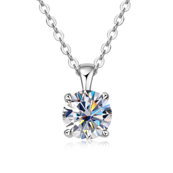 Classic Four-claw Diamond Necklace High-grade 925 Silver Plating 18K Gold Pendant - Image 4