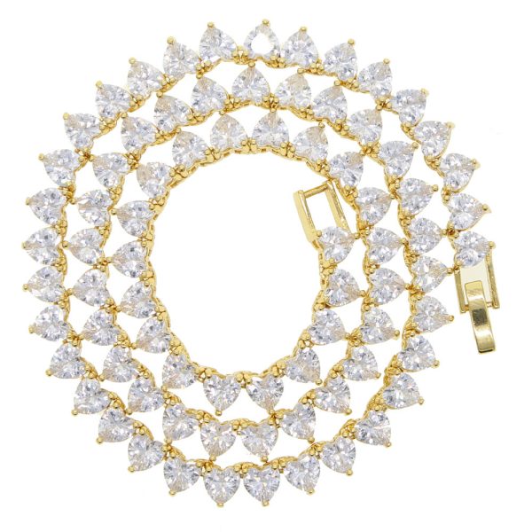 Cross-border New Arrival Heart-shaped Zircon Tennis Chain Men And Women Rap Necklace Ornament - Image 3
