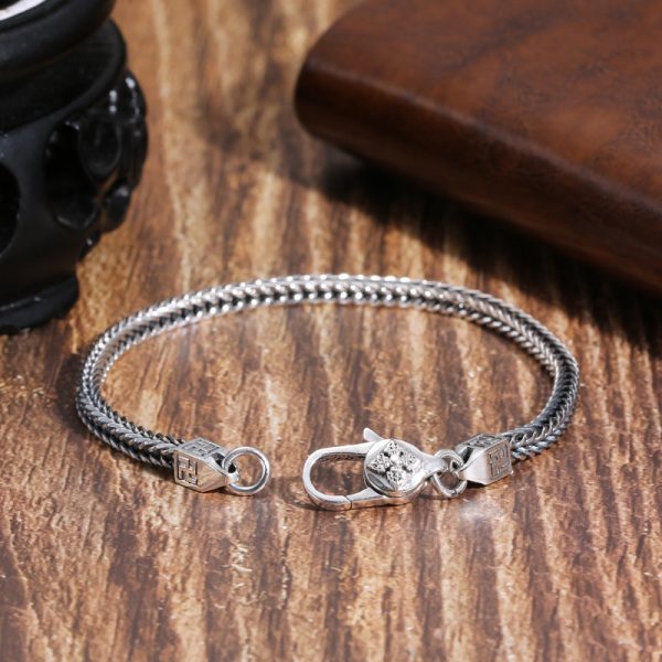 Men And Women 925 Sterling Silver Punk Retro Hip Hop Diamond Jewelry Ornament Bracelet - Image 5