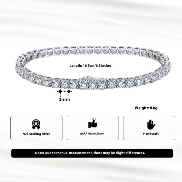 S925 Sterling Silver Hair Nursing 40mm Tennis Bracelet - Image 4