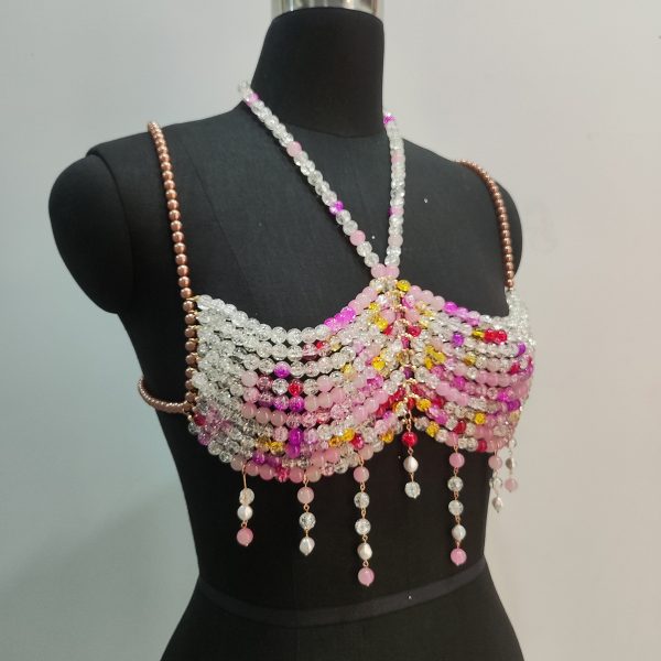 Gradient Color Glass Beaded Chest Necklace Heavy Industry Colorful Beads Body Chains - Image 3