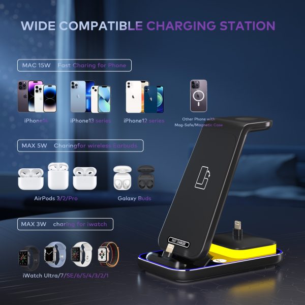 15W Fast Charge Vertical Wireless Charger Mobile Phone Watch Headset - Image 2