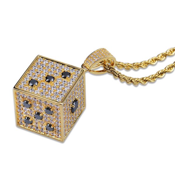 Black and white double color dice zircon pendant - Image 5