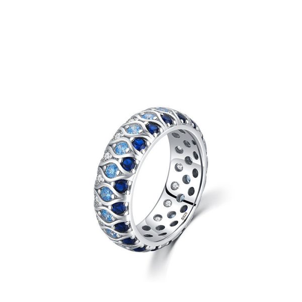 S925 Sterling Silver Inlaid Colored Diamond Ring - Image 5