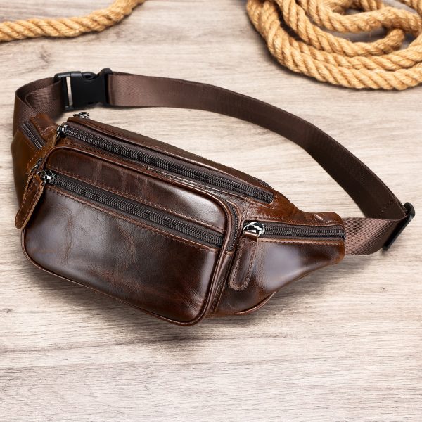 Retro Casual Men's Leather Belt Bag - Image 5