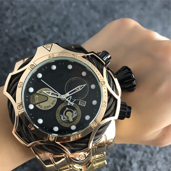 Large dial steel belt quartz watch - Image 3