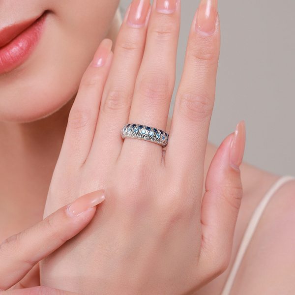 S925 Sterling Silver Inlaid Colored Diamond Ring
