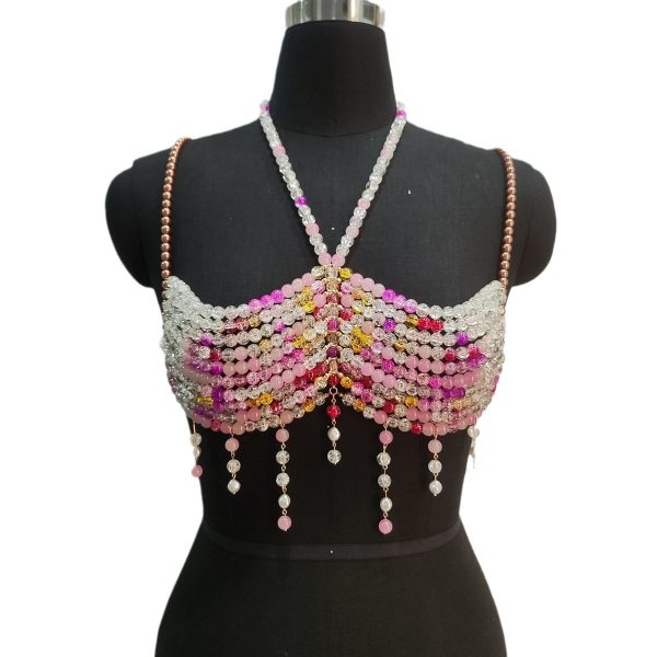 Gradient Color Glass Beaded Chest Necklace Heavy Industry Colorful Beads Body Chains - Image 5