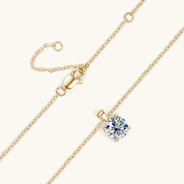 Classic Four-claw Diamond Necklace High-grade 925 Silver Plating 18K Gold Pendant - Image 3