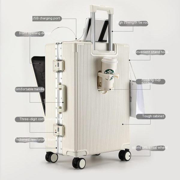 Trolley Aluminum Frame Large Capacity Front Opening Luggage - Image 2