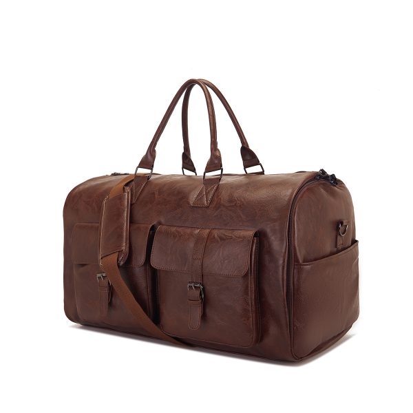 Travel Convenient Portable Garment Bag PU Leather Luggage Bag - Image 8