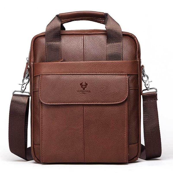 Hummer Business Commute Genuine Leather Men's Business Messenger Bag - Image 4