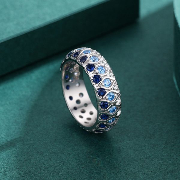S925 Sterling Silver Inlaid Colored Diamond Ring - Image 2