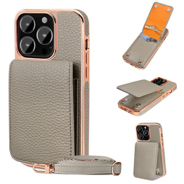 Litchi Pattern Wallet Lanyard Phone Case For 14 - Image 2