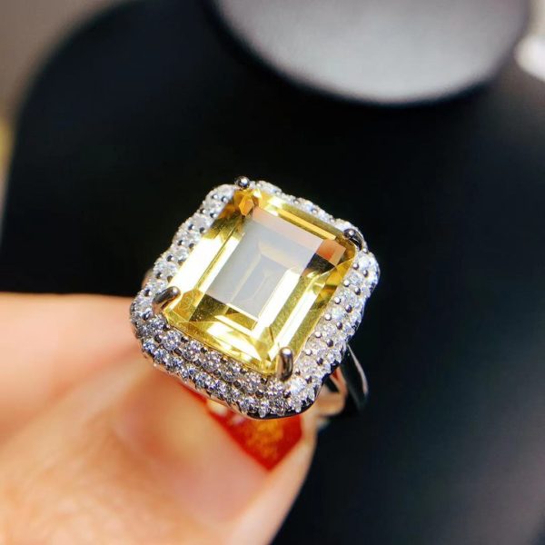 Citrine Rose Gold Ring 925 Silver Ring Holder Open Mouth Design Women's Ring - Image 5