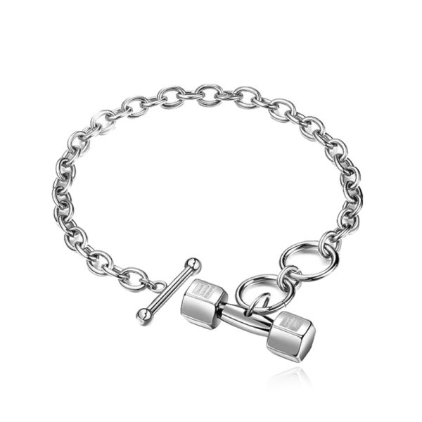 Hip Hop Cuban Titanium Steel Dumbbell Bracelet Fitness - Image 2