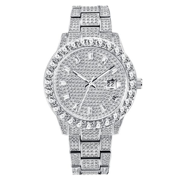 Fashionable Large Dial Full Diamond Watch - Image 3