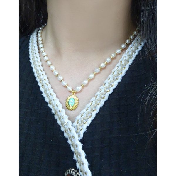 Light Luxury Design Opal Natural Pearl Necklace Sterling Silver - Image 6