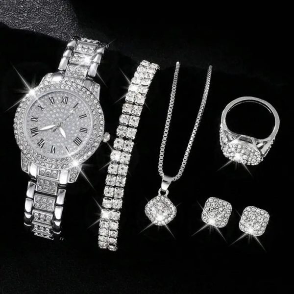 Women's Diamond Fashion Roman Quartz Watch Five-piece Set - Image 2