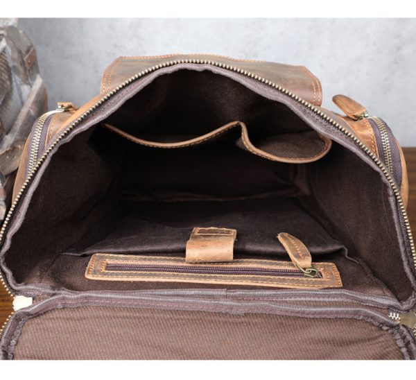 Large Capacity Vintage Crazy Horse Leather Backpack - Image 2