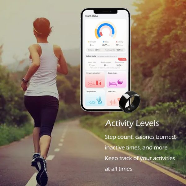 Black Technology Heart Rate, Blood Oxygen, Sleep Monitoring Waterproof Bluetooth Ring - Image 8