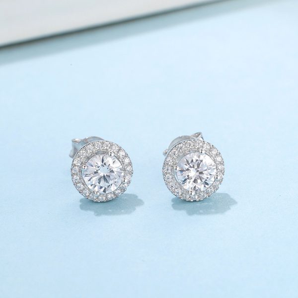 Round Bag Ear Studs Four-claw Moissanite Stud Earrings - Image 4