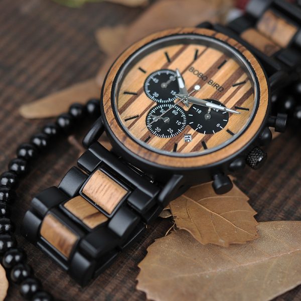 All-wood watch quartz watch three-eye multi-function watch - Image 3