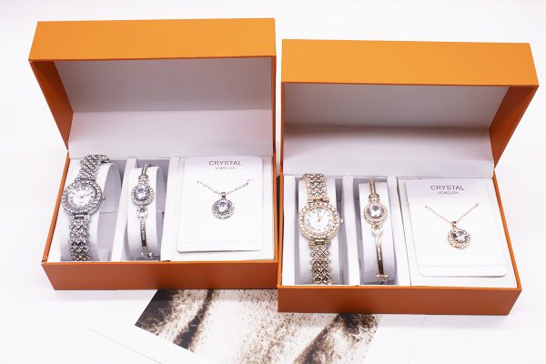 3-piece Rhinestone Watch Set With Bracelet And Necklace - Image 4