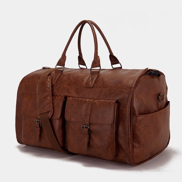 Travel Convenient Portable Garment Bag PU Leather Luggage Bag - Image 7