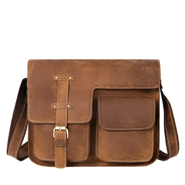 Men's Horizontal Shoulder Messenger Bag Leather Men's Bag - Image 4