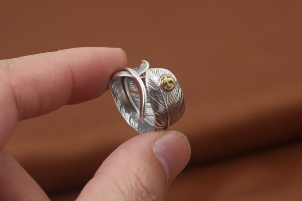 Vintage Thai Silver  Men's Takahashi Goro Flying Eagle Feather Ring - Image 4