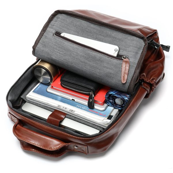 Men's Retro Fashion Leather Backpack - Image 10