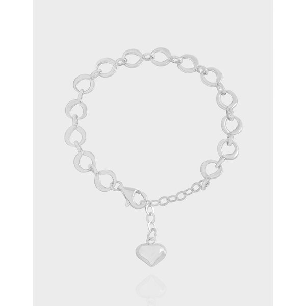 INS Niche Silver Buckle Sterling Silver S925 Heart Bracelet - Image 2