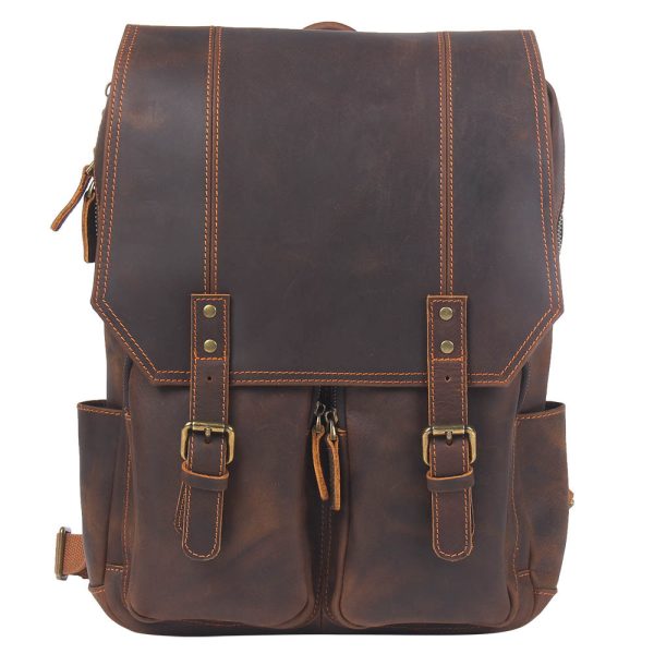 Men's Original Top Layer Cowhide Travel Leather Backpack - Image 5