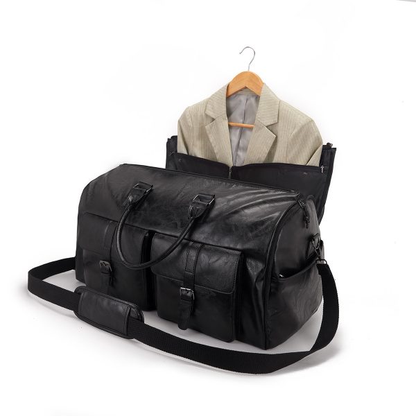 Travel Convenient Portable Garment Bag PU Leather Luggage Bag - Image 4