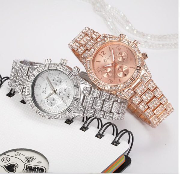 Women Crystal Quartz Analog Wrist Watch Fashion Stainless Steel Geneva Luxury Reloj Hombre Montre Femme Sport Watches - Image 3