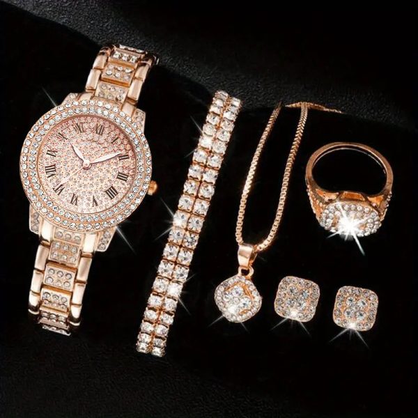 Women's Diamond Fashion Roman Quartz Watch Five-piece Set - Image 8