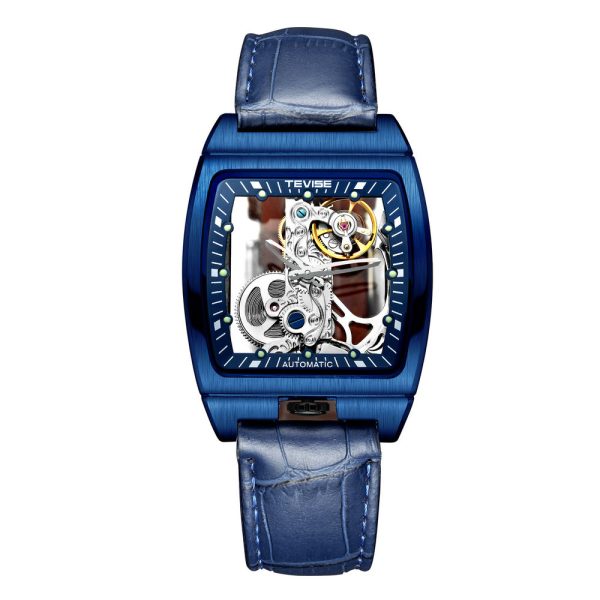 Casual Men's Leather Belt Automatic Mechanical Watch Long Movement Hollow Watch - Image 2