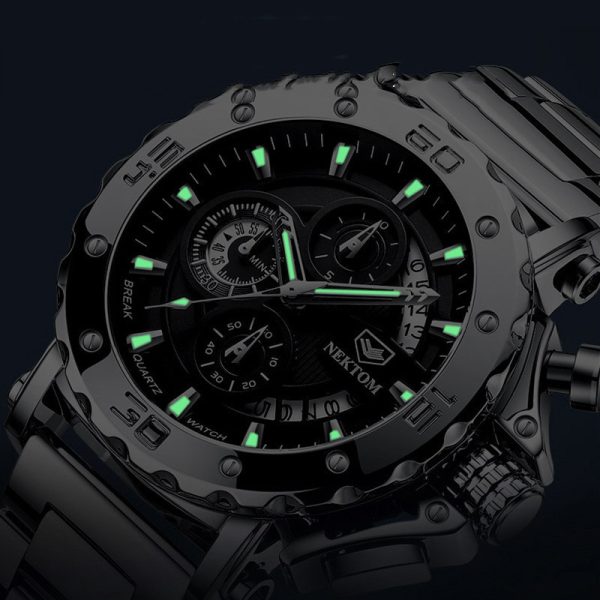 Men's Heavy Steel Band Waterproof Luminous Quartz Watch - Image 5