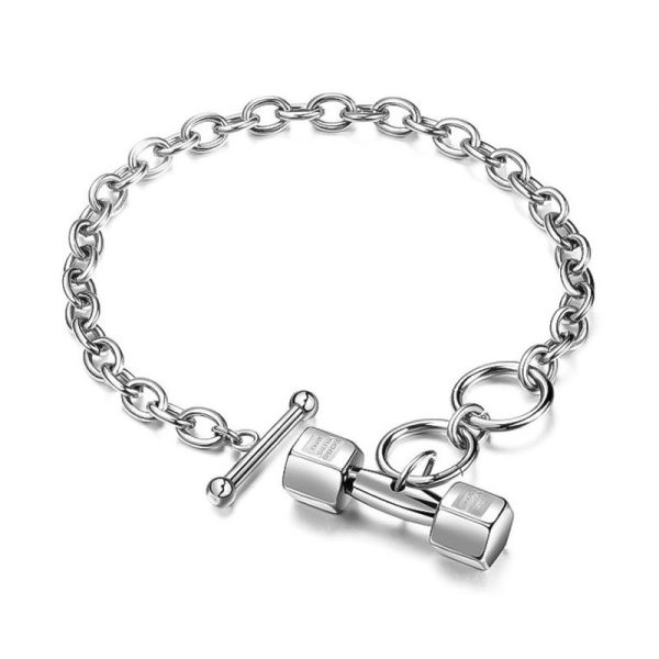 Hip Hop Cuban Titanium Steel Dumbbell Bracelet Fitness - Image 3